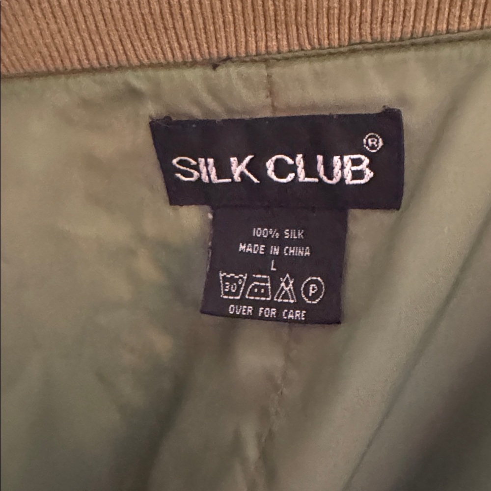 Vintage Silk Club Geometric Women's silk Bomber Jacket - Picture 6 of 7